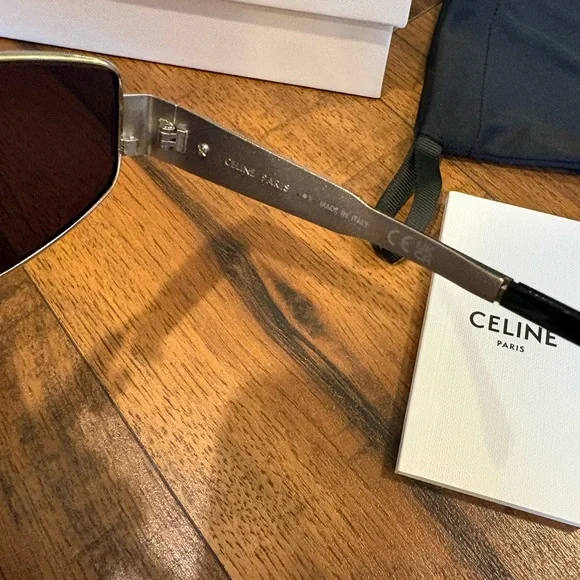 Celine CL40293U 55mm Sunglasses Palladium Silver Blue NWT $600 MSRP - Picture 6 of 10